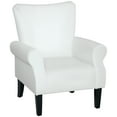 thumbnail image 1 of HOMCOM Fabric Accent Chair, Upholstered Armchair with Wood Legs, Cream, 1 of 10