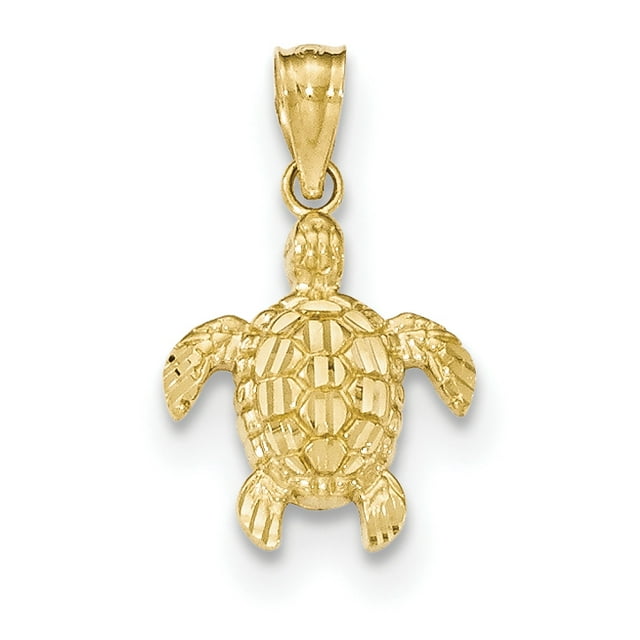 Pendentif Petite Tortue en Or Jaune 14K Poli & Texturé