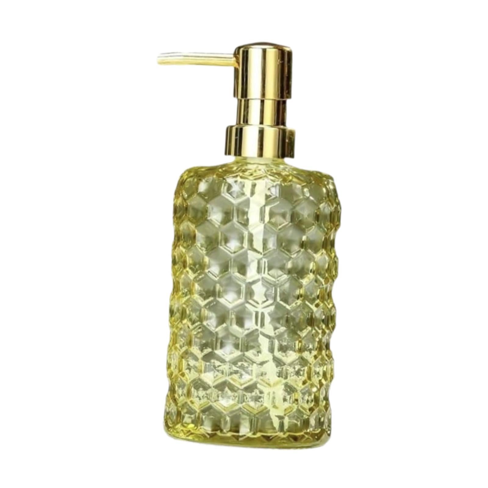 Fancyes Glass Pump Soap Dispenser Lotion Dispenser Decor 500ml Stylish Shower Gel Bottle Lotion Bottle Hand Pump for Home Salon Hotel Yellow