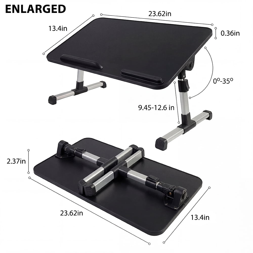 COWIN Laptop Desk Table, Adjustable Laptop Stand, Foldable Lap Desks ,Enlarged 23.62×13.4 in (Black)