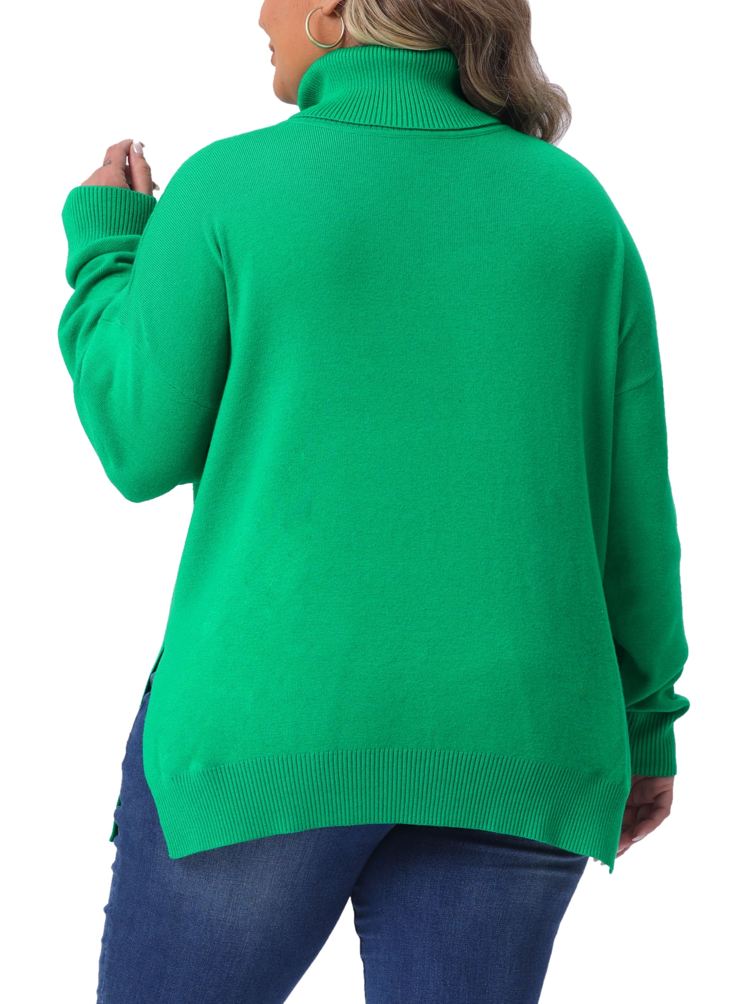 DARING DIVA Women's Plus Soft Turtle Neck Long Sleeve Pullover Knit Top 2X Green