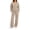 Beige, variant on Women's 2 Piece V-Neck Pullover Sweatshirts Drawstring Wide Leg Pants Lounge Set Soft Fleece Long Sleeve Tops Workout Office Sweatsuit