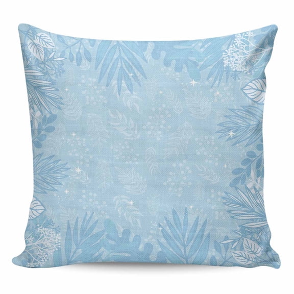 Blue Leaves Pillow Covers 20x20 Inch Decorative Throw Pillow Cover, Summer Botanical Pastoral Sofa Pillowcases Accent Cushion Case Home Decor Bedroom Living Room