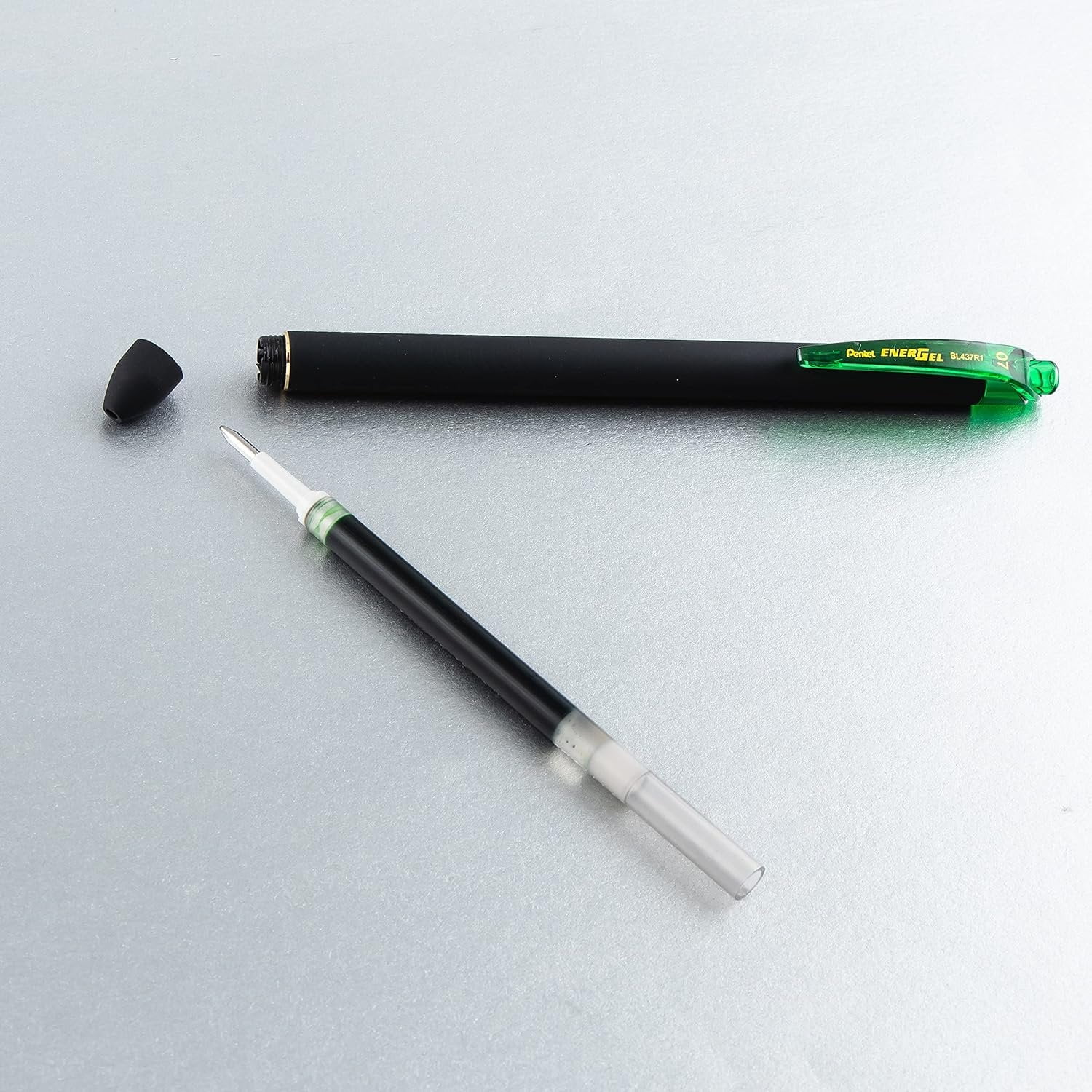 Pentel EnerGel Kuro Liquid Gel Pen, 0.7mm Medium line, Lime Green Ink, 12 Pack BL437R1-K