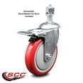 thumbnail image 2 of 5 Inch SS Red Polyurethane ½ Inch Threaded Stem Caster with Total Lock Brake, 2 of 2