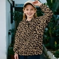 thumbnail image 2 of Uorisanigo Girls Half Zip Pullover Sweatshirt Oversized Brown Leopard Print Sweatshirts Loose Long Sleeve Sweaters Casual Pullover Tops Jackets for Vacation Shopping Exercise Wear, 2 of 7