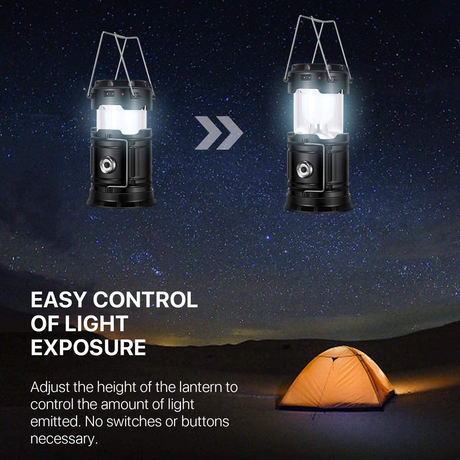  2 Pack Camping Lantern 500 Lumens Collapsible Portable LED  Lantern for Emergency, Hurricane, Storms, Outage : Sports & Outdoors