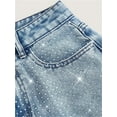 thumbnail image 4 of Pantalones vaqueros elásticos con diamantes de imitación for mujer, cintura alta, rectos, pierna ancha y brillantes, 2026, 4 of 7