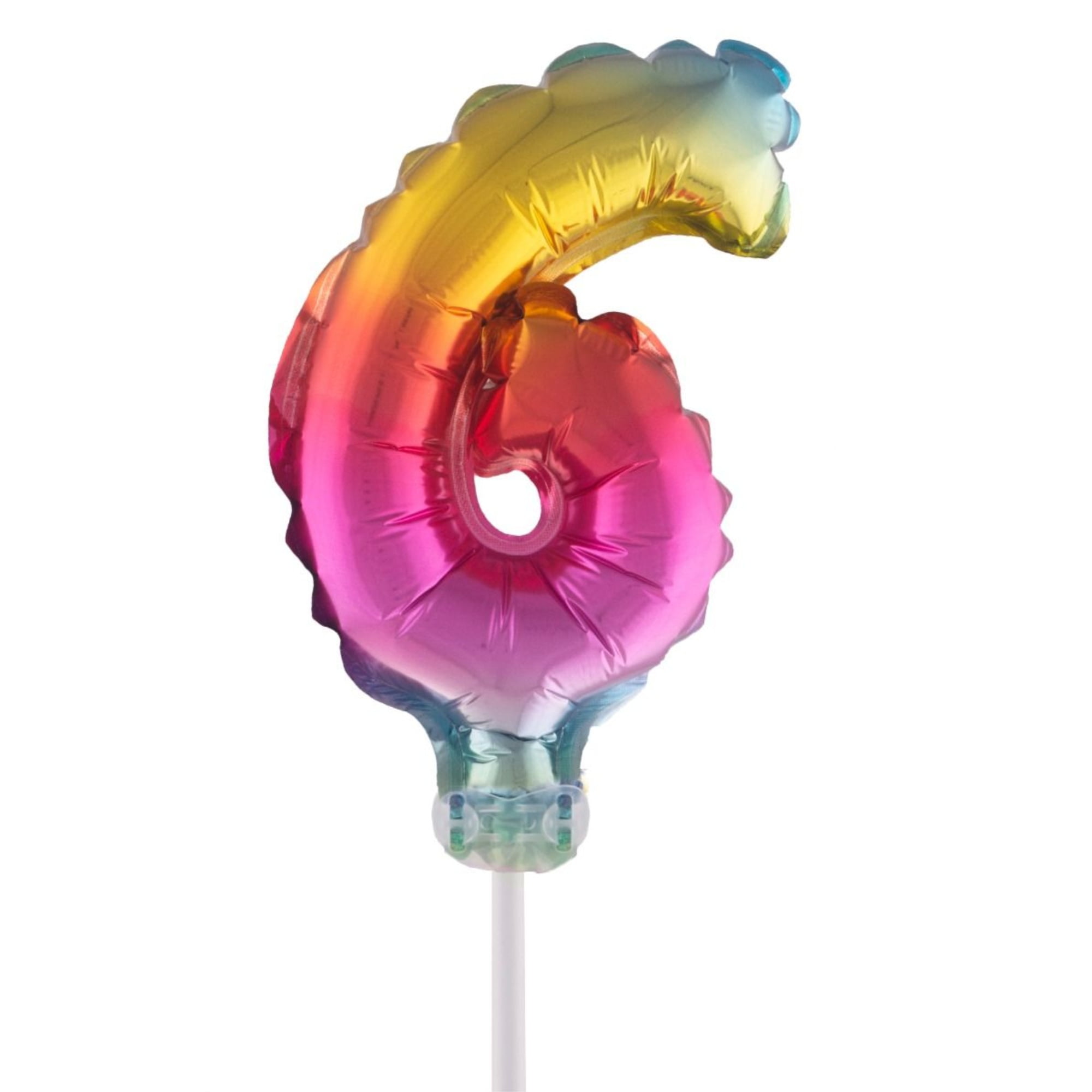 Balloon-Foil-Cake Topper-Number 6-5"-Rainbow - Walmart.com - Walmart.com