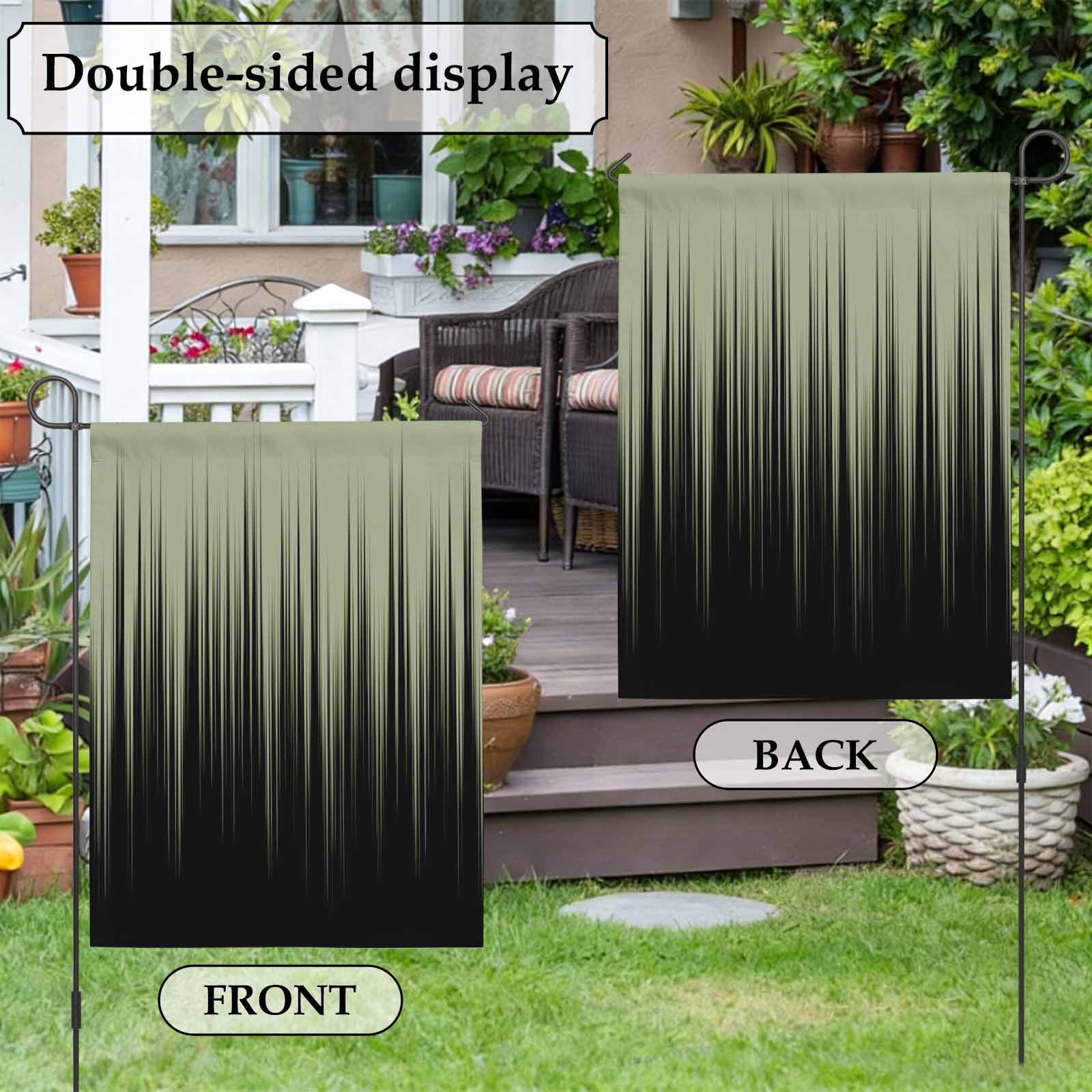 Black Green Ombre House Flag 28 x 40 Inches, Abstract Modern Lines Gradient Weather Proof Outdoor Patio Flags Double Sided Small House Decoration for Yard Lawn Outside Home