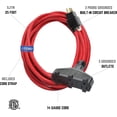 thumbnail image 2 of Clear Power 14/3 SJTW 25 ft 3-Outlet Outdoor Extension Cord with Circuit Breaker Plug, Ideal for Medium Duty Power Tools, Red, CP10141, 2 of 8