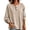 Beige, variant on Waffle Knit Pullover for Women Long Sleeve Half Button Crew Neck Loose for Fall
