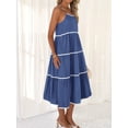 thumbnail image 2 of SUNSIOM Robe Longue d'Été à Bretelles Spaghetti pour Femmes Robe de Soirée Dos Nu à Rayures Ondulées pour Vacances Mode Urbaine, 2 of 8