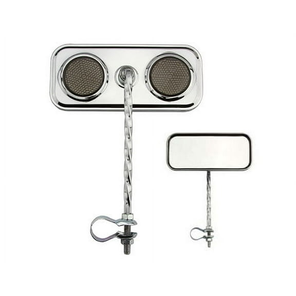 Rectangle Twisted Mirror Chrome Black Reflectors. Bike mirror, bicycle mirror for lowrider , beach cruiser, chopper, limo