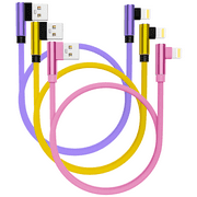 [3 Pack] 10ft Long MFI Certified Phone Charger Cable - Heavy-Duty Durable Braided Data Sync Lightning to USB Charging Cables Cords for iPhones - Lavender, Yellow, Pink