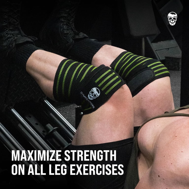 Gymreapers Knee Wraps (Pair) with Strap for Squats, Weightlifting