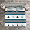 thumbnail image 3 of Ambesonne Anchor Quilted Bedspread Set 3 Pcs, Anchor Hipster, King Size, Blue Black White, 3 of 3