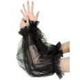 thumbnail image 5 of INSPIRE CHIC Women's Tulle Solid Color Transparent Fingerless Thin Sheer Large Lantern Sleeve One Size Black, 5 of 6