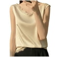 thumbnail image 2 of Busydd Tank Top for Women Trendy Solid Color Satin Womens Tops Casual Sleeveless V Neck Summer Tops Comfortable Soft Camisole Tops for Women, 2 of 3