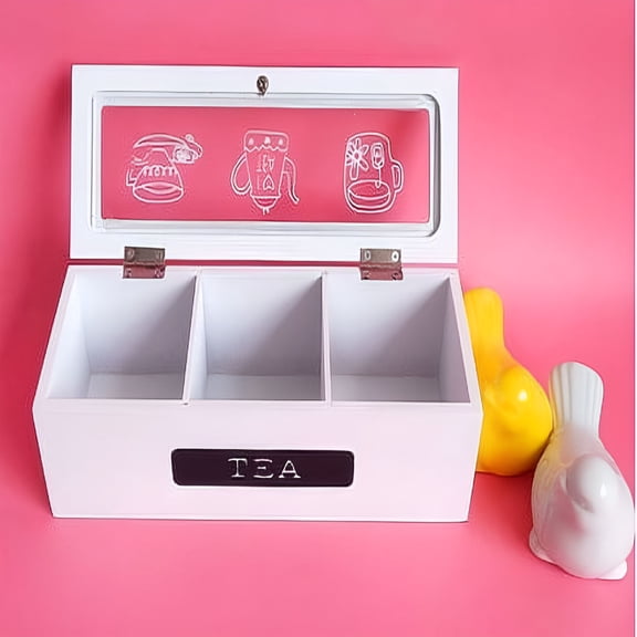 ACDANC Wooden Tea Bag Box Organizer with Multiple Compartment Tea Coffee Bag Holder Compartment Sugar Packet Holder