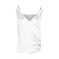 thumbnail image 7 of Lenpel Women's Satin Tank Tops Spaghetti Strap Wrap V Neck Ruched Sleeveless Blouses Casual Loose Camisole Shirts, 7 of 7