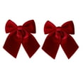 thumbnail image 3 of Velvet Christmas Bows 2-Pack for Tree Decorations and Gift Wrapping - Small Holiday Accents for Wreaths, Crafts, and Party Decor, Perfect for Home Festive Settings(Wine), 3 of 6