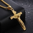 thumbnail image 2 of Juego de 3 collares con colgante de cruz de Jesucristo de acero inoxidable para hombres Cadena de 7 mm de ancho, 2 of 5
