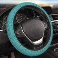 thumbnail image 2 of DouZhe Retro Floral Texture Prints Steering Wheel Cover, Universal 15 inch Anti-Slip Odorless Elastic Cyan Background Car Steering Wheels Cover for Women Men, 2 of 7