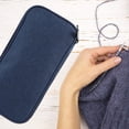 thumbnail image 3 of Estuche organizador para agujas de tejer y ganchillo, bolsa con cremallera (azul oscuro), 3 of 6