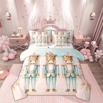 Manfei Kawaii Retro Nutcracker Twin Bedding Sets 7-Piece, Garden Pink Rose Floral Bedding Comforter Set, Kids Teen Child Reversible Sheet Sets, Luxury Bedroom Decor