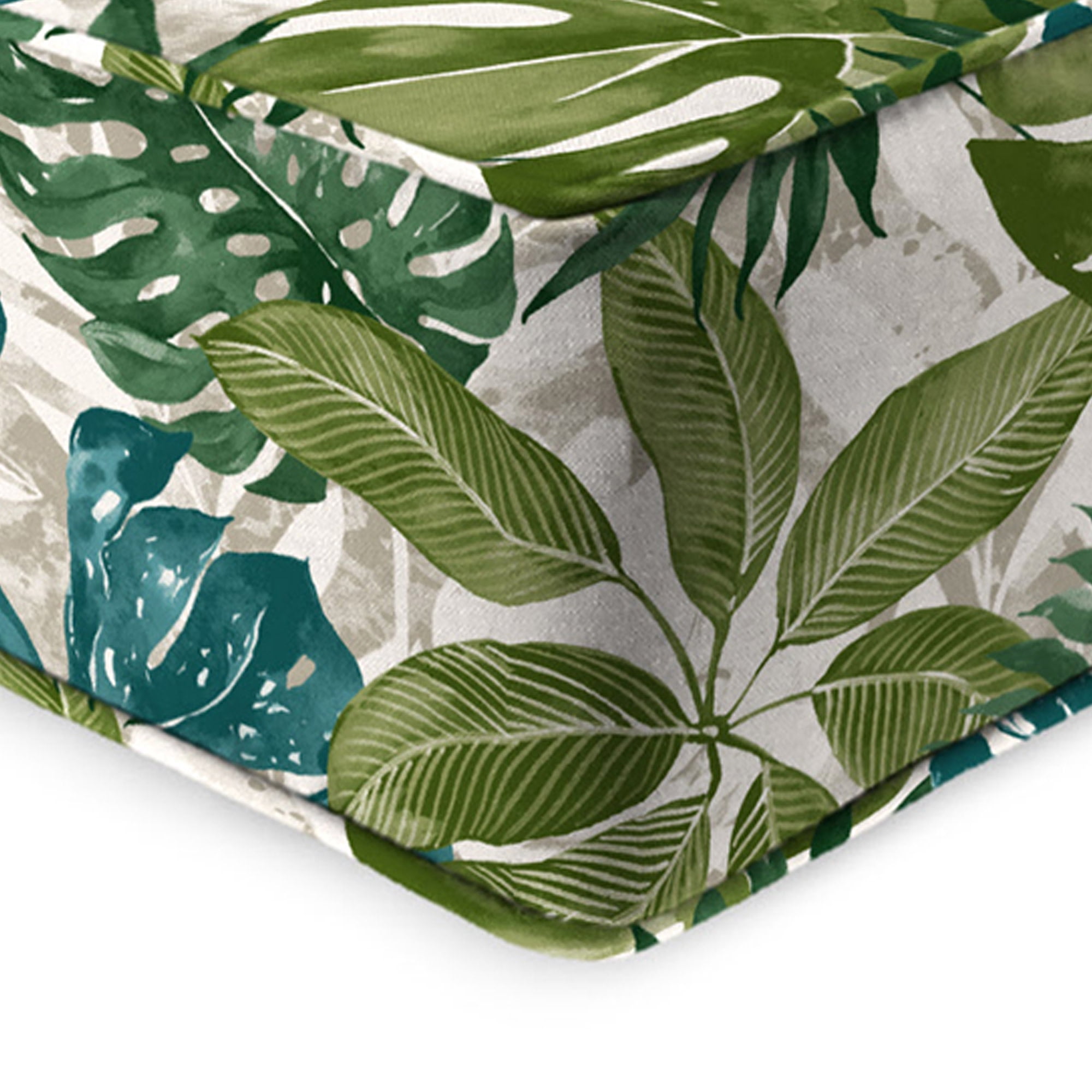 Jordan Manufacturing 46.5" x 24" Piermont Palm Multicolor Leaves Rectangular Outdoor Deep Seat Chair Cushion Set with Welt