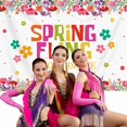 thumbnail image 2 of 7x5FT Spring Flying School Dance Backdrop Colorful Floral Party Decoration Banner Supplies Flowers Middle School Theme Photography Background Cake Table Photo Booth Props, 2 of 7