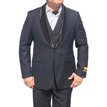 Alberto Nardoni Mens Vested 1 Button Shawl Tuxedo In Navy Blue