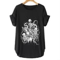 thumbnail image 2 of Mujeres Fahion Cuello redondo Mangas caídas Hombro Camiseta Estampado de calavera Blusa Túnica Tops Fridja  zx1910, 2 of 7