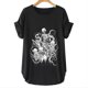 thumbnail image 2 of Mujeres Fahion Cuello redondo Mangas caídas Hombro Camiseta Estampado de calavera Blusa Túnica Tops Fridja  zx1906, 2 of 7