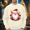 thumbnail image 2 of XDZJLR Mens Christmas Sweatshirt Xmas Graphic Print Pullover Hoodie Festive No Hood Crewneck Sweatshirts For Men Beige L, 2 of 4