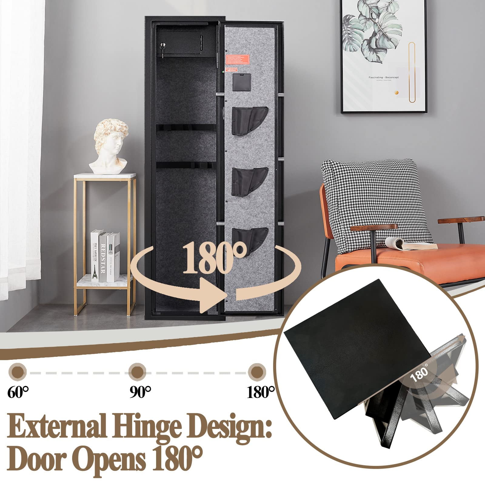 Gun Safe,Rifle Gun Safe for 5 Home Rifles and Pistols,KEPMOVEU Quick Access Security Cabinet Gun Storage Cabinet with Handgun Pocket and Removable Storage Shelf