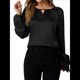 thumbnail image 1 of Camisa Informal de Satén de Larga para Mujer, Elegante Blusa de Trabajo, Atuendo Formal de Otoño para la Oficina Negro L, 1 of 10