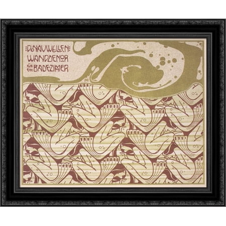 Danube waves 24x20 Black Ornate Wood Framed Canvas Art by Moser, Koloman