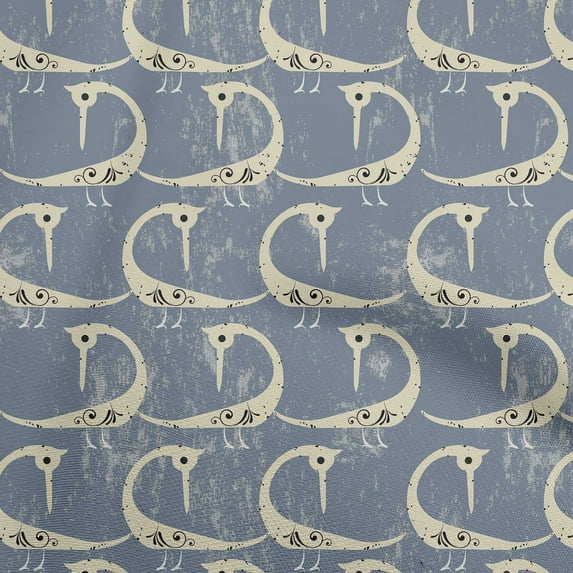 oneOone Cotton Poplin Dusty Blue Fabric Abstract Bird Sewing Craft Projects Fabric Prints By Yard 42 Inch Wide-H2