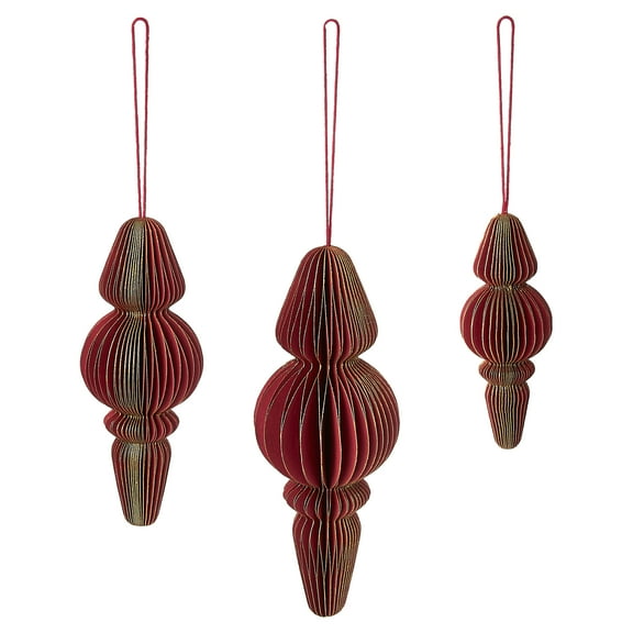 3 Count Red Paper Finial Christmas Ornaments, by Holiday Time