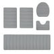 thumbnail image 2 of Juego de alfombras de baño de 5 piezas | Alfombra de baño de vellón de terciopelo antideslizante grande, absorbente de agua, espuma suave, lavable, gruesa, gris oscuro, moderna, 15.7x47.2in,, 2 of 8