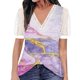 thumbnail image 1 of Gibobby Camiseta de Manga Corta con Cuello en V Top manga corta con cuello en V encaje informal con estampado moda para mujer(Morado,XL), 1 of 4
