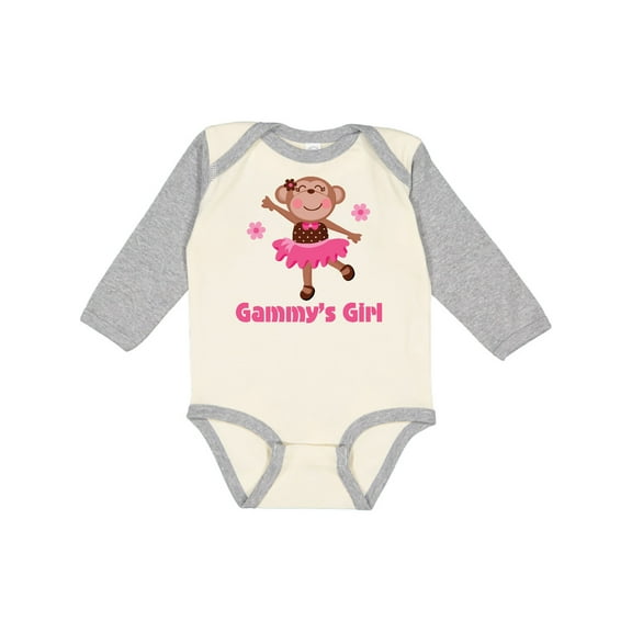 Inktastic Gammy's Girl Monkey Girls Long Sleeve Baby Bodysuit
