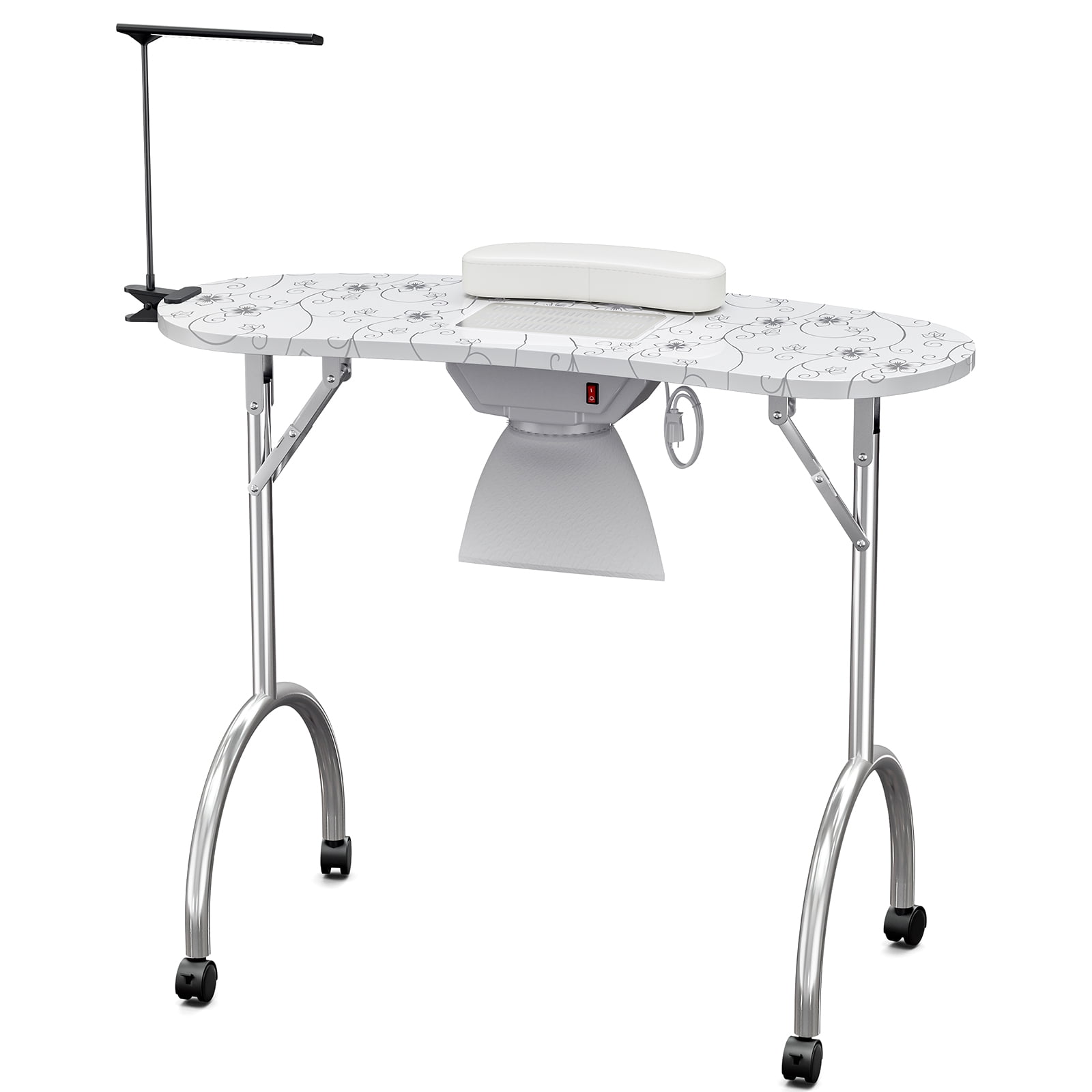 UWRNite Portable Manicure Nail Table Folding Nail Desk with Builtin