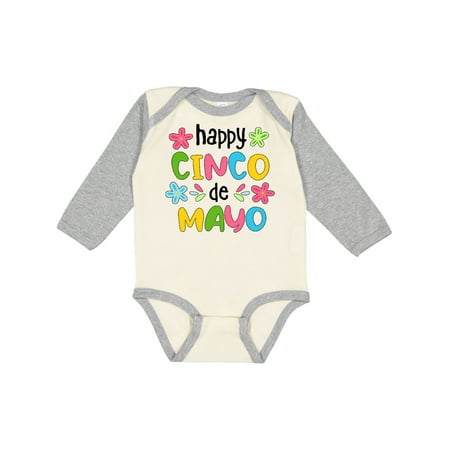 

Inktastic Happy Cinco de Mayo Colorful Flowers Gift Baby Boy or Baby Girl Long Sleeve Bodysuit