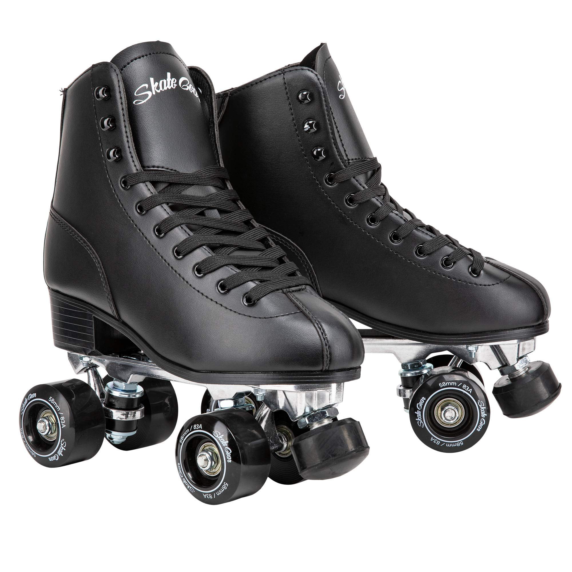 C SEVEN Skate Gear Cute Quad Roller Skates for Kids and Adults Classic Black, Womens 7 / Youth 6 / Mens 6 