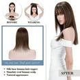 thumbnail image 6 of MY-LADY Clip In Remy Topper Hairpiece With Bangs Human Hair Clip On Toupee Wispy Bangs For Women Middle Part With Hair Loss Thinning Hair #04 Medium Brown, 6 of 7