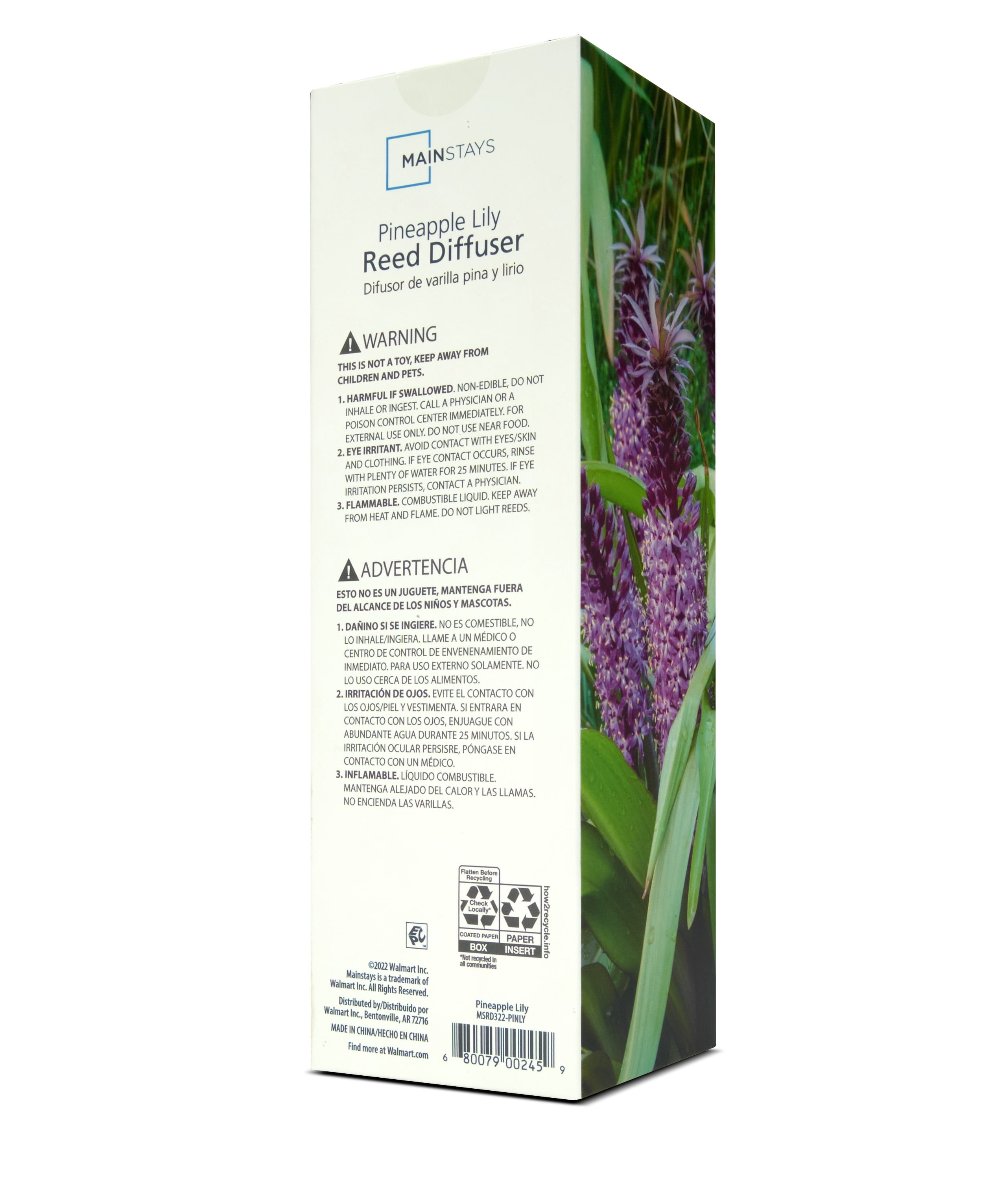 Mainstays 100 ml Reed Diffuser - Pineapple Lily Scent
