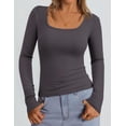 thumbnail image 2 of Remera PRETTYGARDEN de Canalé Manga Larga Cuello Redondo XL Gris Oscuro, 2 of 5